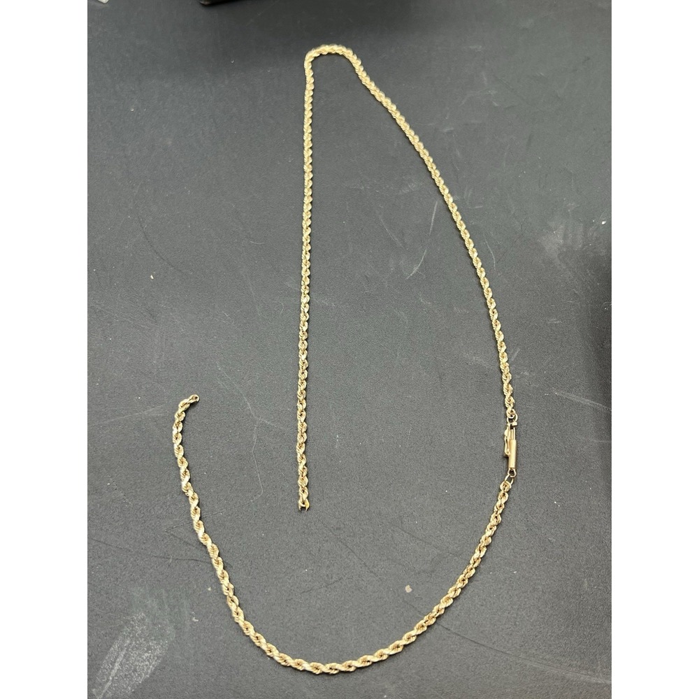 10K Yellow Gold Diamond Cut Rope Necklace Broken 3.56g 21"